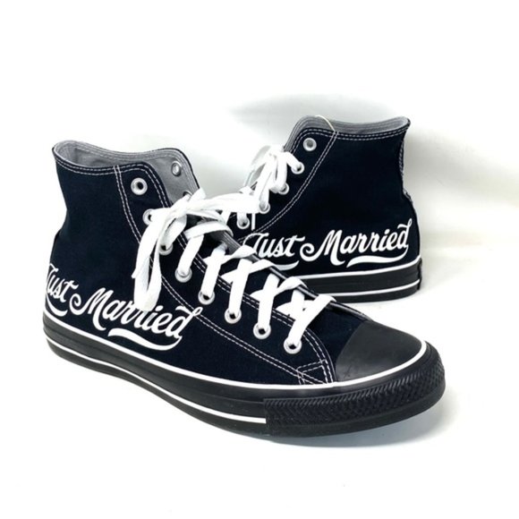 Converse Chuck Taylor High Wedding Canvas Black Men Sneakers Custom 171212C-BLK - Picture 6 of 9